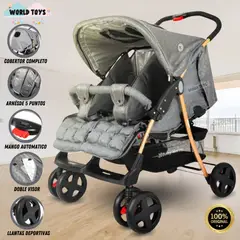 BABY HAPPY - Coche Cuna Mellicero «TWINS» Gray