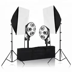 WEIFENG - Kit de iluminacion de 2 Softbox de 4 Focos espiral 135 watts