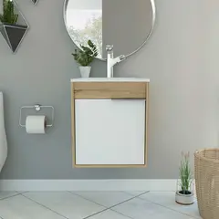 GENERICO - MUEBLE LAVAMANOS TORONTO 46 BLANCO-DUNA - ENVÍO ARMADO Y MELAMINA 18mm