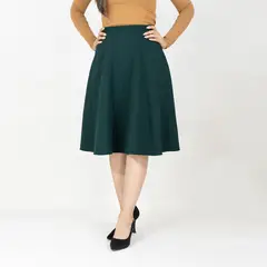 BHEVSK - Falda semi campana verde pretina elastica