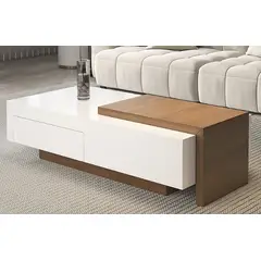 GENERICO - Mesa de Centro Rulet - Marrón y Blanco