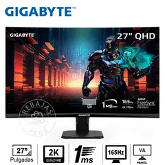 GIGABYTE - Monitor Curvo GS27QC 27 QHD 165Hz FreeSync y HDR