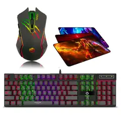 ENKORE - Kit Gamer 3 En 1: Teclado Gamer Bravio + Mouse Sniper +pad