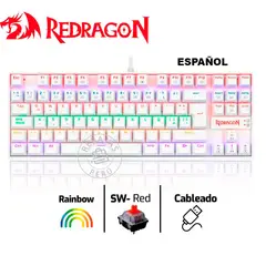 REDRAGON - "Teclado Mecánico KUMARA Rainbow Blanco Español, Compacto