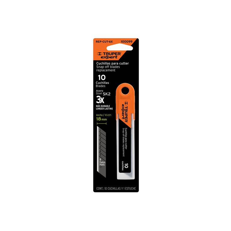 Cuchilla Cutter Hoja de 18mm Acero SK2 x 10 Uni 100099 Expert