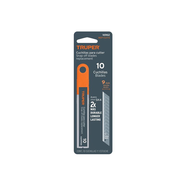Cuchilla Cutter Hoja de 9mm Acero SK4 x 10 Uni 16962 Expert