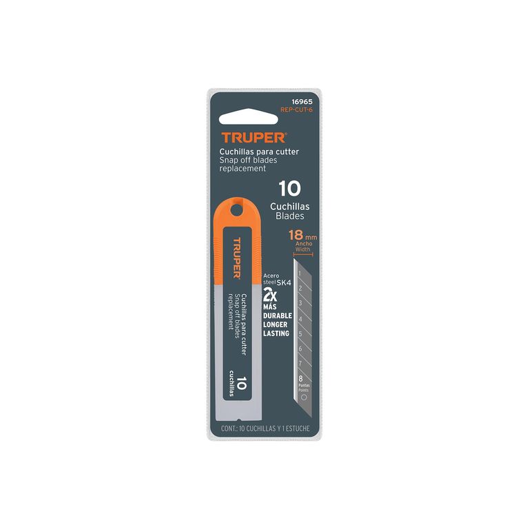 Cuchilla Cutter Hoja de 18mm Acero SK4 x 10 Uni 16965