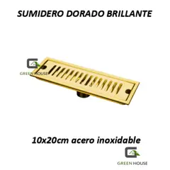 GREEN HOUSE - SUMIDERO DE ACERO SUS 304 RECTANGULAR 10 x 20 CM DORADO