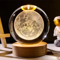 GENERICO - ESFERA DE CRISTAL LÁMPARA ADORNO LUNA LUZ LED 3D