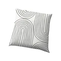 GENERICO - Funda Minimalista Rayas Blanco Y Negro Abstracto Blanco 50X50 cm