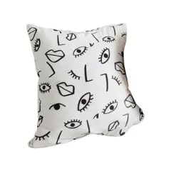 GENERICO - Funda Minimalista Home Blanco Muchos Ojos Abstracto 50x50 Cm