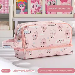 GENERICO - Cartuchera 2 niveles con diseño Mapache Rosita