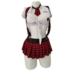 GENERICO - Disfraz lenceria sexy de colegiala con tirantes talla S M L