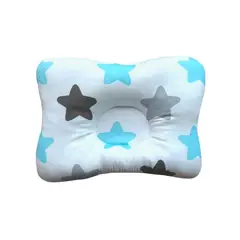 GENERICO - Almohada para Bebé Anti-Cabeza Plana - Gris con Azul