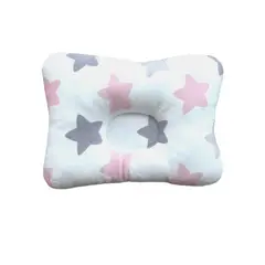 GENERICO - Almohada para Bebé Anti-Cabeza Plana - Gris con Rosado