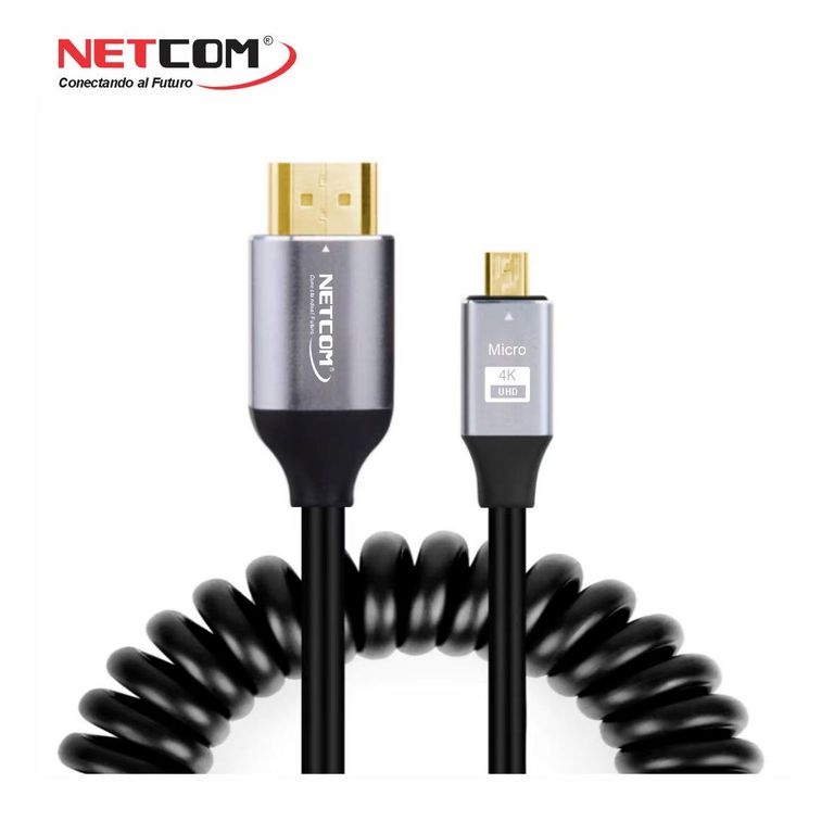 CABLE HDMI A MICRO HDMI DE 50 CM TIPO ESPIRAL ULTRA HD 4K 60HZ