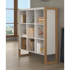 R&R MUEBLES - Estante Moderno Negoro Blanco y Marrón