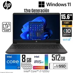 HP - Laptop 250 G9 Intel Core i7 1255U 8GB RAM 512GB SSD 15.6" HD - 7C6J6LA