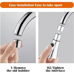 GENERICO - Grifo de cocina Universal con rotación de 360° Plateado