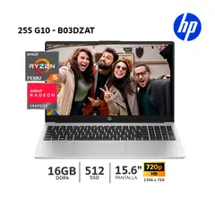 HP - Laptop 255 G10 AMD Ryzen 5 7530U 16Gb Ram/ 512Gb SSD M.2 / LCD 15.6 / Win/ B03DZAT