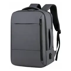GENERICO - Mochila Para Trabajo Viaje Negocios Impermeable Con USB Portatil-Gris