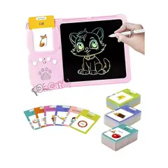 GENERICO - Juego Didáctico 2 en 1: Tableta de Escritura LCD + Lector de Tarjetas Parlantes - Rosado