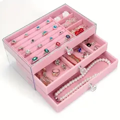 GENERICO - Organizador Joyero de Lujo de 3 Niveles Acrílico