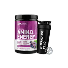 OPTIMUN NUTRITION - Amino Energy 30Servicios Aminoácidos Cafeína Sab GRAPE +SHAKER