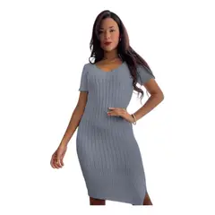 GENERICO - Vestido Chic Mujer Tejido Jilo Alpino G359-22 Color Plomo Rata