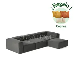 GENERICO - Sofá Seccional Barcelona 4 Plazas - Gris Oscuro