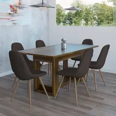 GENERICO - COMEDOR ECLIPSE 6 PUESTOS CARAMELO - ENVÍO ARMADO Y MELAMINA 18mm