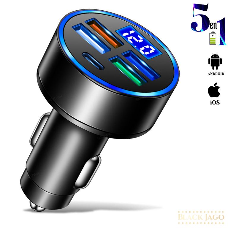 Cargador USB Auto 5 Puertos Carga Ultra rápida