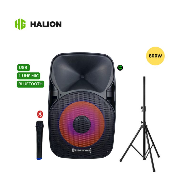 COMBO Parlante Activo RHA-15EB 800W USB BT + TRIPODE