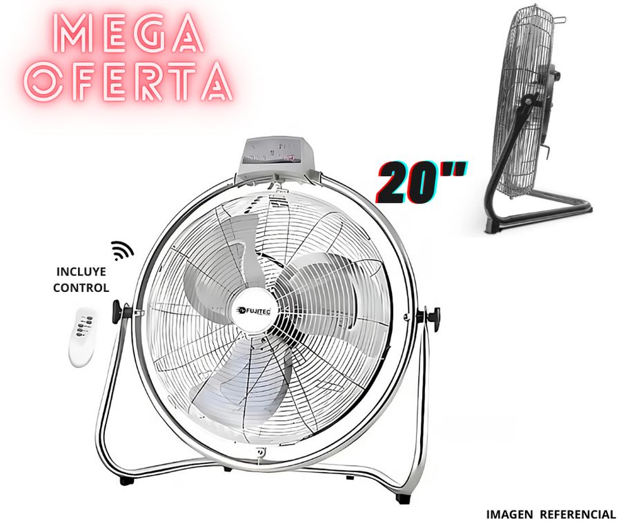 Ventilador de Piso 20 CF-2014 180W de Alta Potencia Giratorio y con Control Remoto