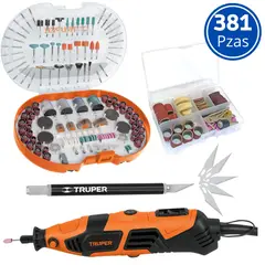 TRUPER - Kit mini taladro rectificadora 381 piezas