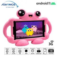 ADVANCE - Tablet Intro TR7996, 7" Pulg. IPS Android 11 Go, 3G, Dual SIM 2GB RAM 32GB- Rosa