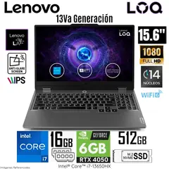 LENOVO - Laptop LOQ 15IRX9 Intel Core i7-13650HX 16GB RAM 512GB SSD 15.6" FHD RTX4050-6GB - 83DV00FKLM