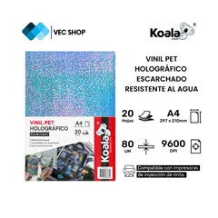 KOALA - Vinil PET Holográfico Escarchado A4 20 Hojas