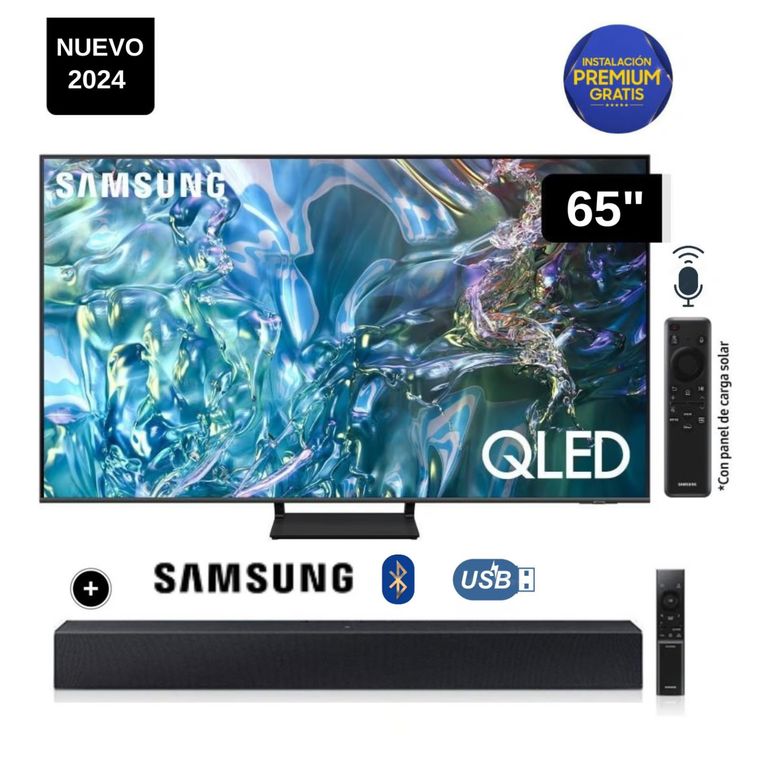 Televisor QLED Tizen OS Smart Tv 65 4K QN65Q65DAGXPE + Soundbar HW C400