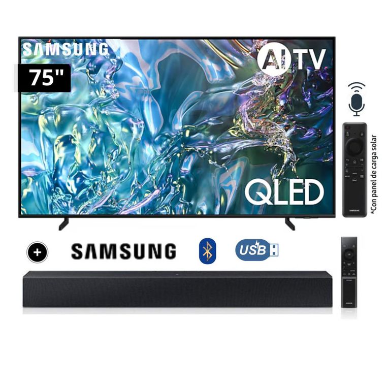 Televisor Smart TV 75 QLED 4K QN75Q60D + Soundbar HW-C400