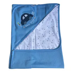 GENERICO - Manta de algodon con jacquard Azul