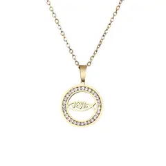 GENERICO - Collar cristiano Jesús pez dorado circular