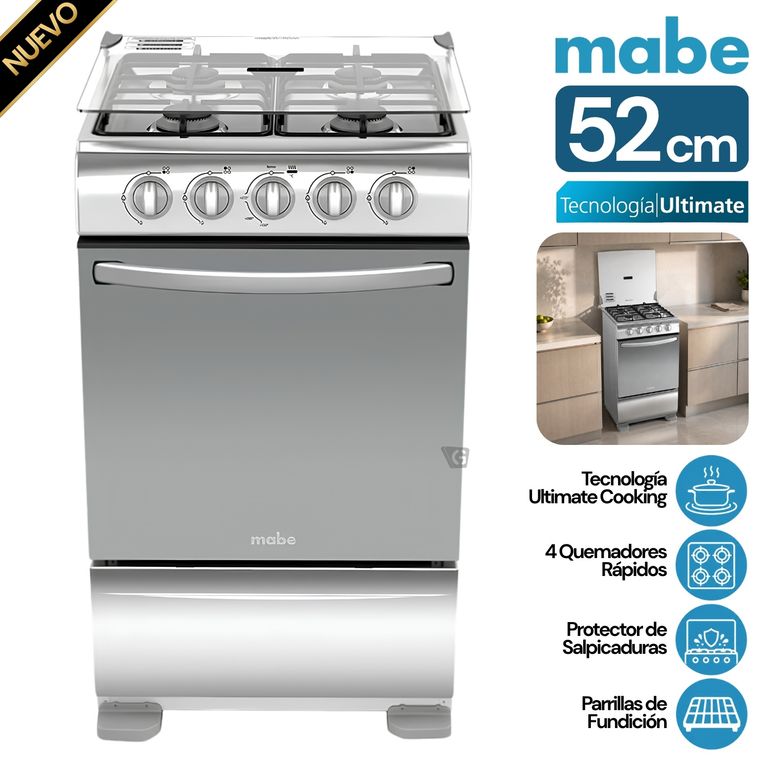 Cocina de Piso a Gas 52 cm Inox TX5110P2