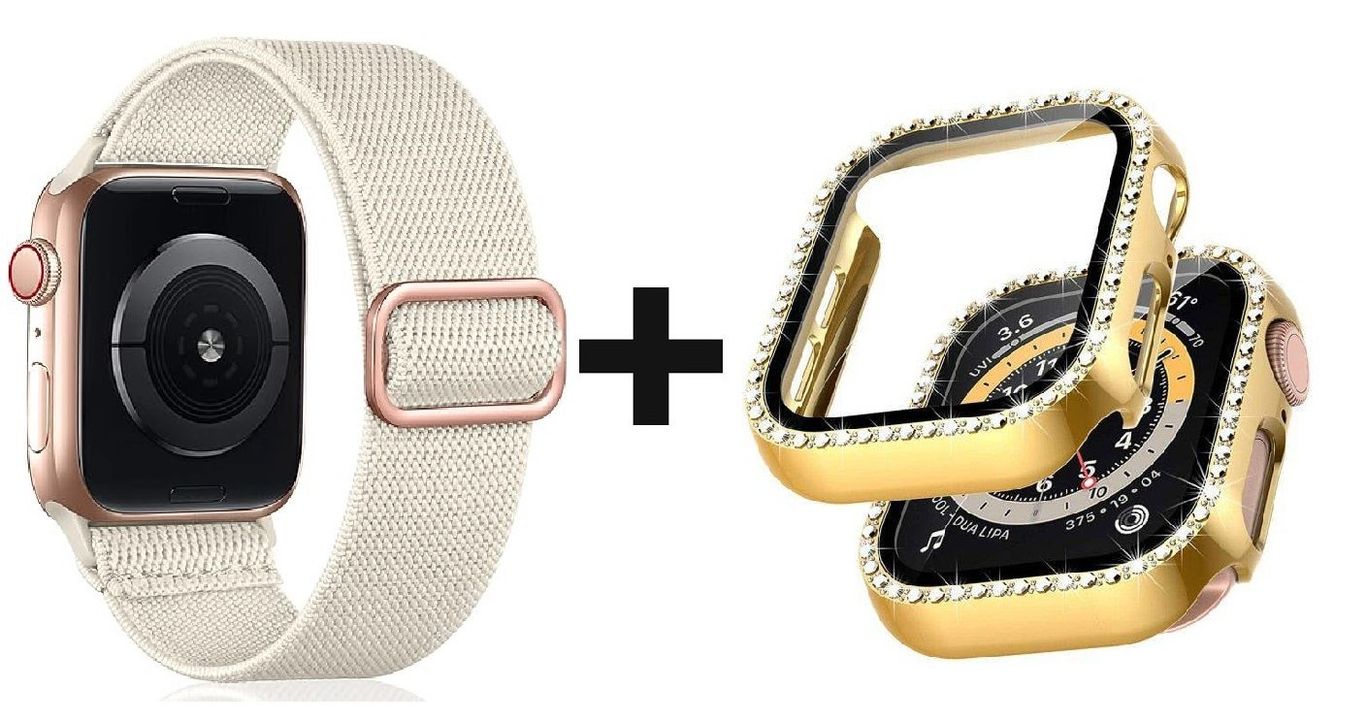 CORREA NYLON + BUMPER PARA APPLE WATCH BRILLOS DORADO 38 MM