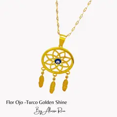 GENERICO - DIJE COLGANTE FLOR-OJO TURCO GOLDEN SHINE