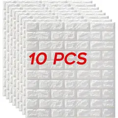 GENERICO - PAPEL TAPIZ BLANCO 3D ADHESIVO SET X 10 UNIDADES