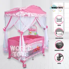 KINGDOM - Cuna Corral «MAJESTIC ARABIC» 2 en 1 Pink