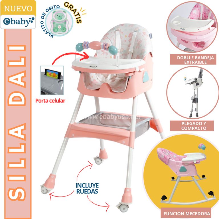 Silla de comer con Mecedora y Ruedas DALI Melon