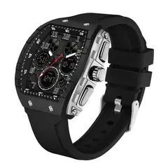 SANDA - Reloj Hombre 6157 Análogo-Digital Negro Plateado