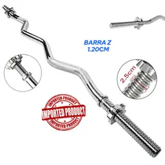 HOLGU - Barra Z De 120m Acero Cromada Seguros Pesas